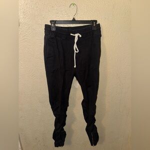 Men's Black Joggers with White Drawstring